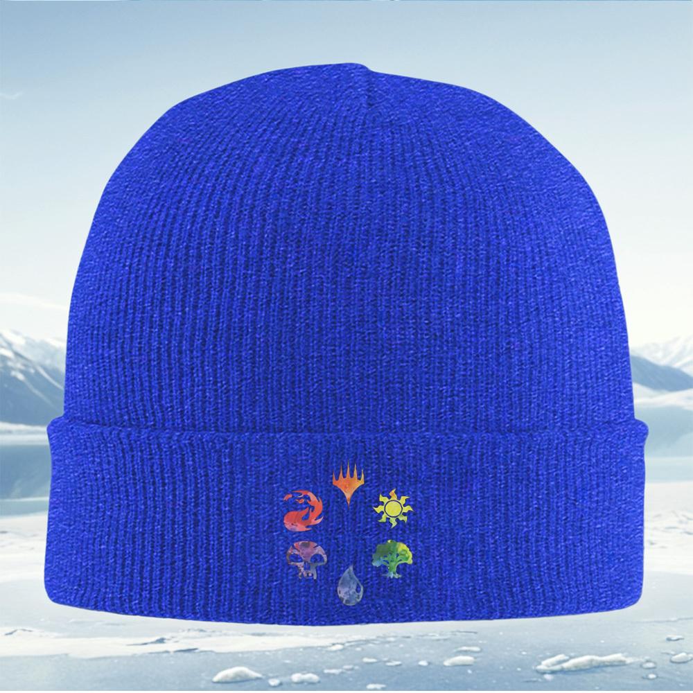 MTG Magic Symbols Colorful Painted Shapes Men Women Unisex Knitted Hat Beanie Pullover Cap Winter Thermal Warm Christmas Outdoor