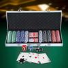 Poker Set, Complete Poker Case, 500 Chips, 2 Decks, 5 Dice, Dealer Button, Aluminum