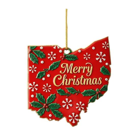 State Pride Christmas Ornaments Acrylic State Shaped Xmas Tree Hanging Decoration