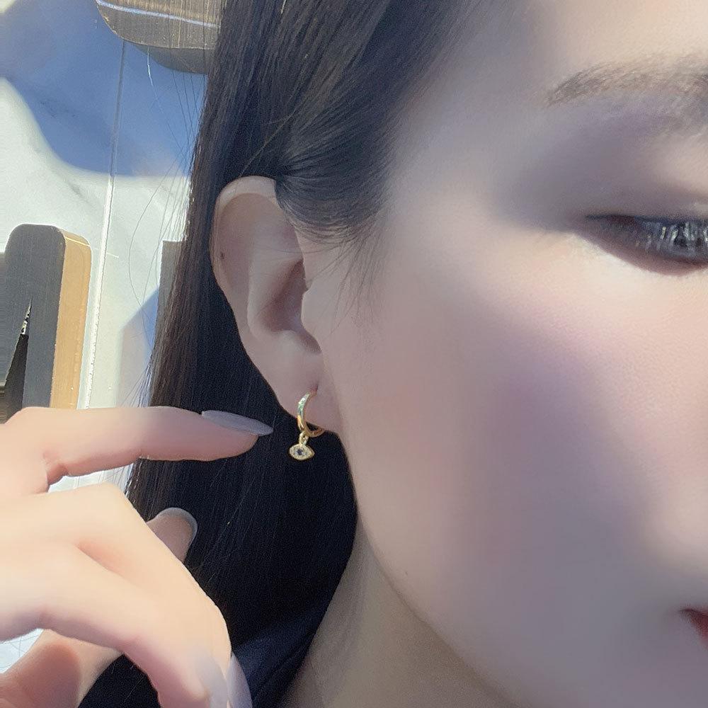 2025 New Hot Selling Boutique Classic Jewelry Gold-plated Blue Cubic Zirconia Evil Eyes Ladies Hug Earrings Party Gift Jewelry