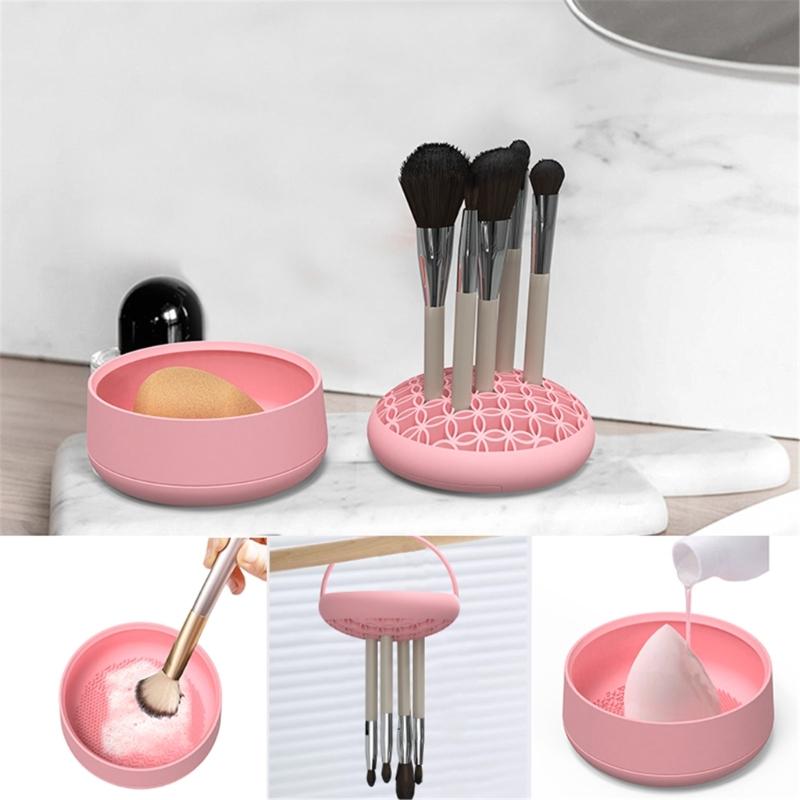3 in 1 Silicone Makeup Brush Cleaner Convenient and Portable to Cleaning Your Brushes for Women Girls