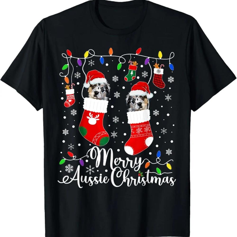 

Merry Aussie Christmas Australian Shepherd Xmas Party T-Shirt XXXXXL чёрный