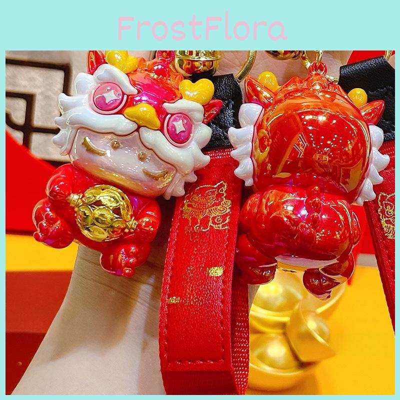 Jinnew Red Resin Keyring With Dragon Year Cartoon Character For Gift And Organizer