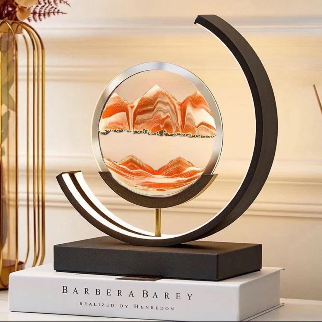 Sandscape Moving Sand Art Picture Table Lamp Quicksand 3D Dynamic Liquid Hourglass Flowing Sand Painting Bedroom Home Decor Gift