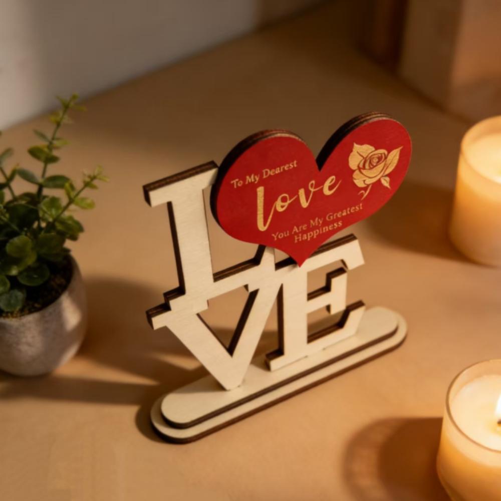 Handicraft Wooden Ornament Home Decoration Wooden Crafts Crafts Love Set  Couple Gift Red vertical pattern