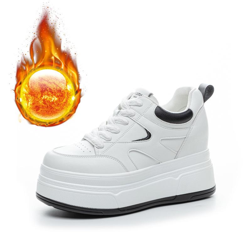 Autumn and winter women's shoes new muffin inner height increase white shoes short platform sports casual board shoes tide