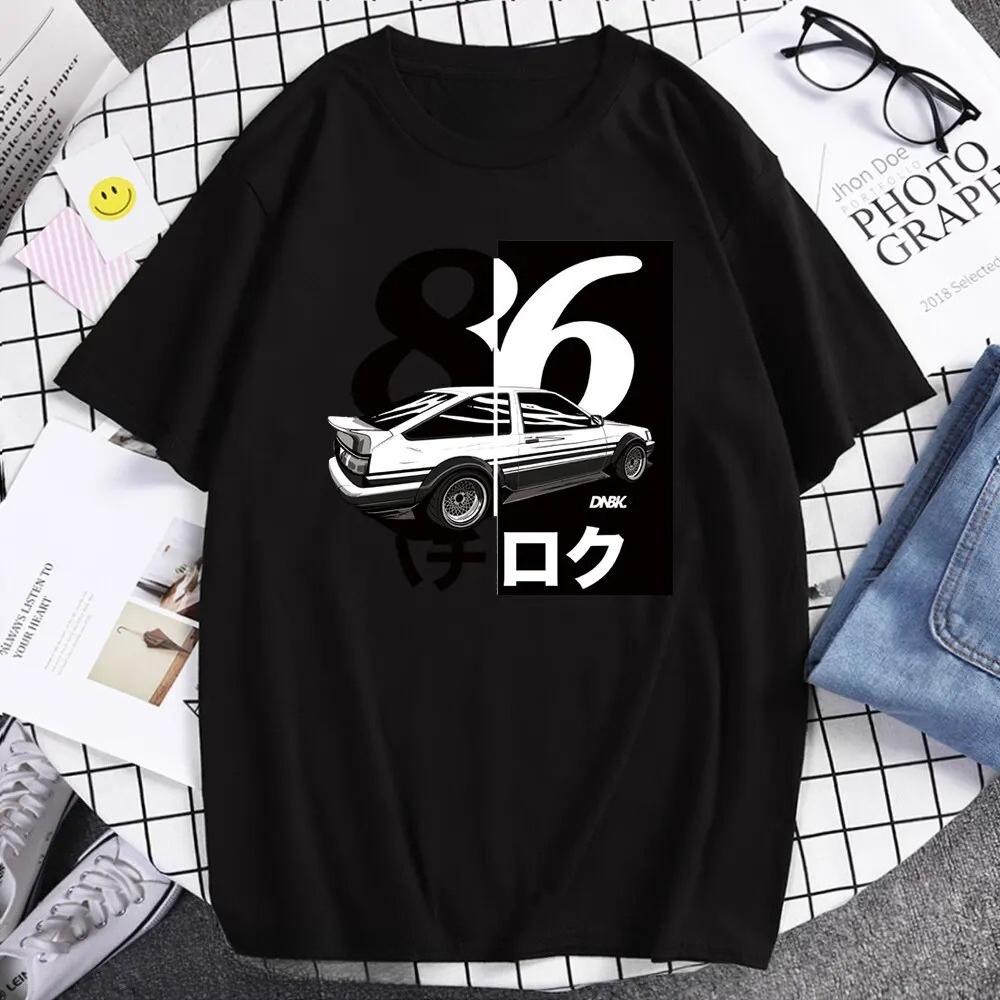 Summer Cool Short sleeved Tshirt Casual AE86 Initial D Homme Japanese Drift Anime Printed Womens Tshirt