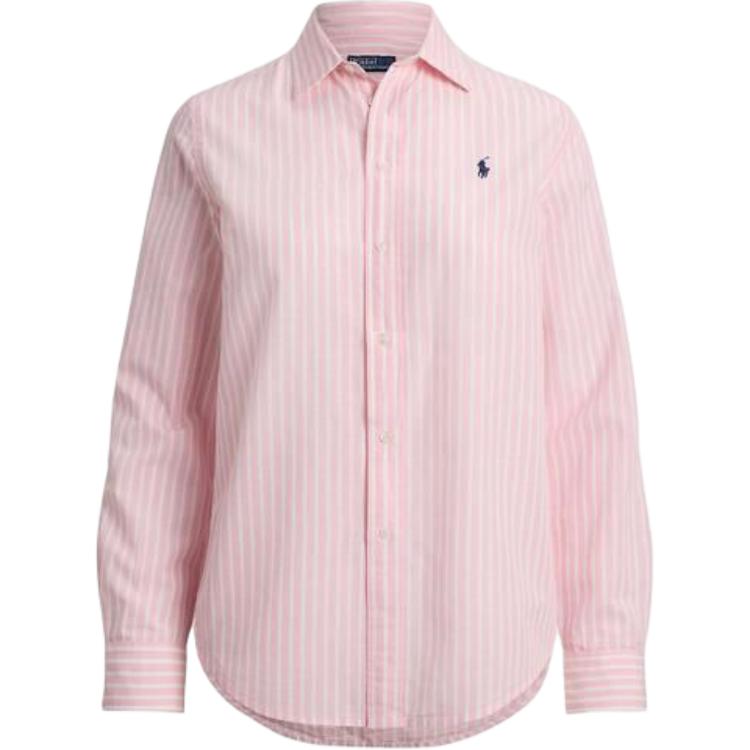 Polo Ralph Lauren Embroidered Cotton Striped Long Sleeve Shirt Women Shirts 211633498-006