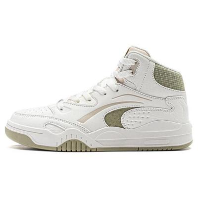 Li Ning Desert Plains Slip Resistant, Abrasion Resistant, Breathable High Top Skateboard Shoes Women's White Green AGCT286-3