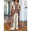 Y1 Summer Loose Vacation V-neck Top Wide-Leg Pants Two-Piece Women's Fashion Western Set