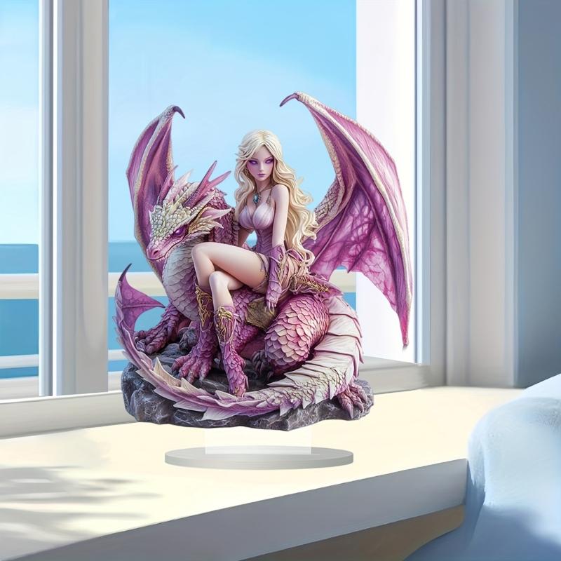 Artistic 2D Flat Dragon Beauty Woman Acrylic Statue Nontoxic Decorative Piece Ornament For Living Room Office Desktop