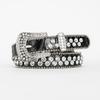 Women's Rhinestone Pin Buckle Narrow Leather Waist Belt - Korean Fashion Style
