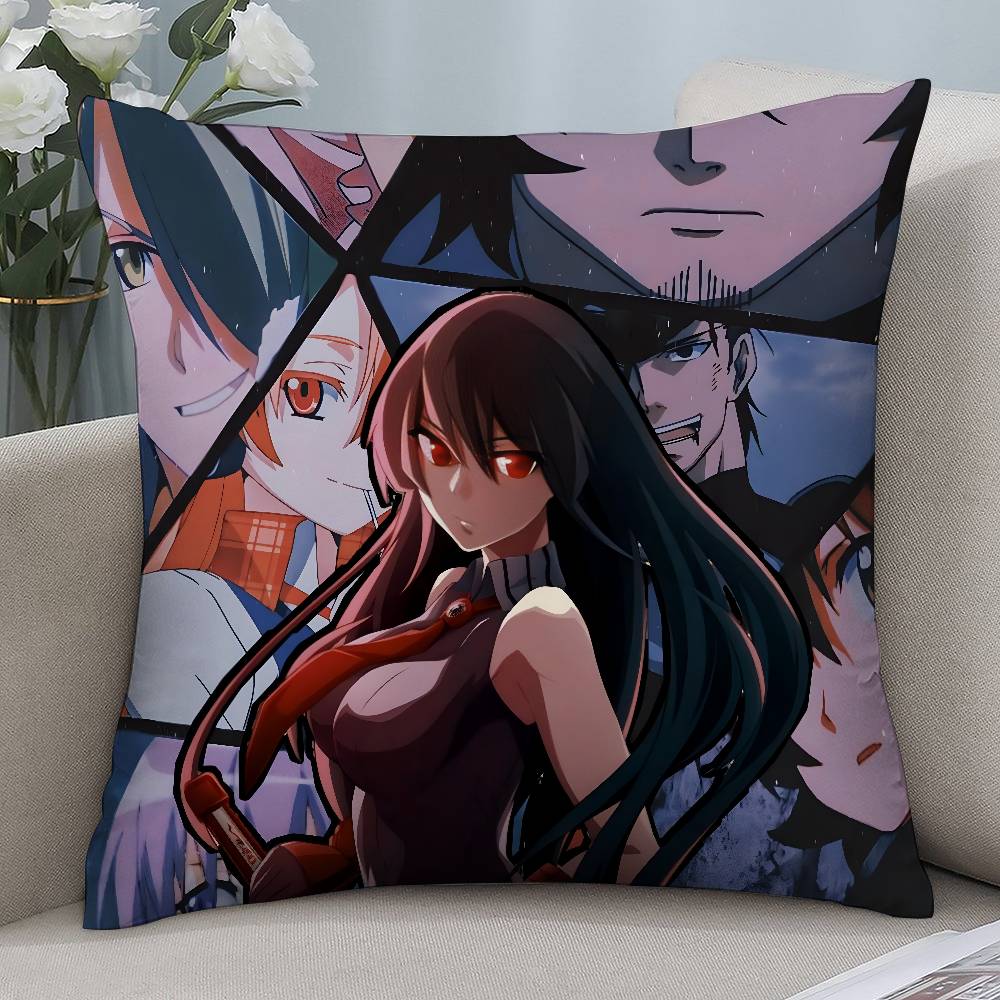 Anime A-Akame ga Kill Pillow Case Short plush Double-sided Print Square Throw Pillow Covers Sofa Home Cushion Decor