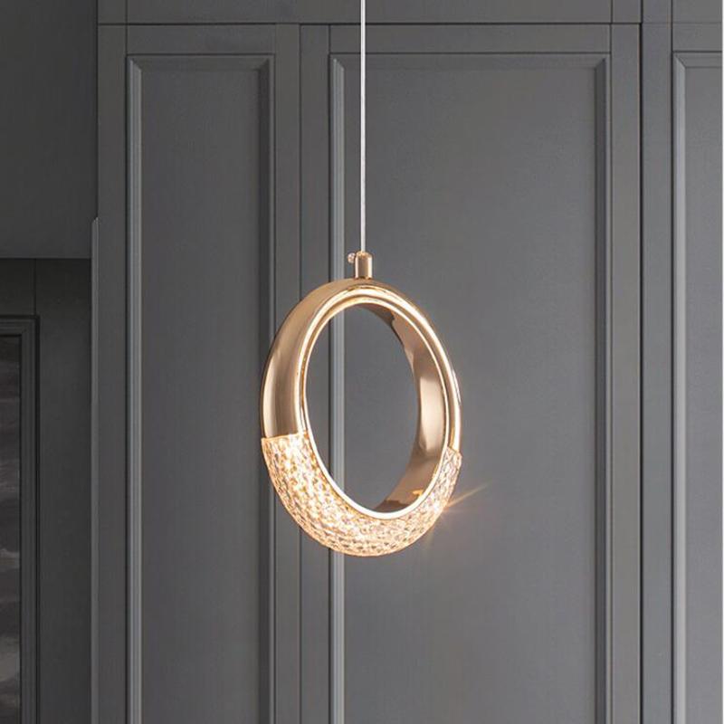 

LED Gold Acrylic Moon Bedside High Translucent Shade Pendant Light for Dining Room, Bedroom Home Decor, Adjustable Pendant