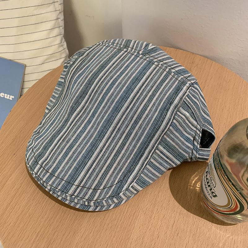 Retro, Japanese, Beret, Female, Versatile for Spring and Summer, Checkered, Small Face, Painter's Hat, Big Head Circumference, Fashionable Dressing