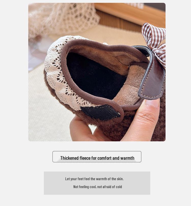 Toddler Fleece-Lined Warm Cotton Shoes: Lambswool Baby Soft Sole Walker for Little Girls
