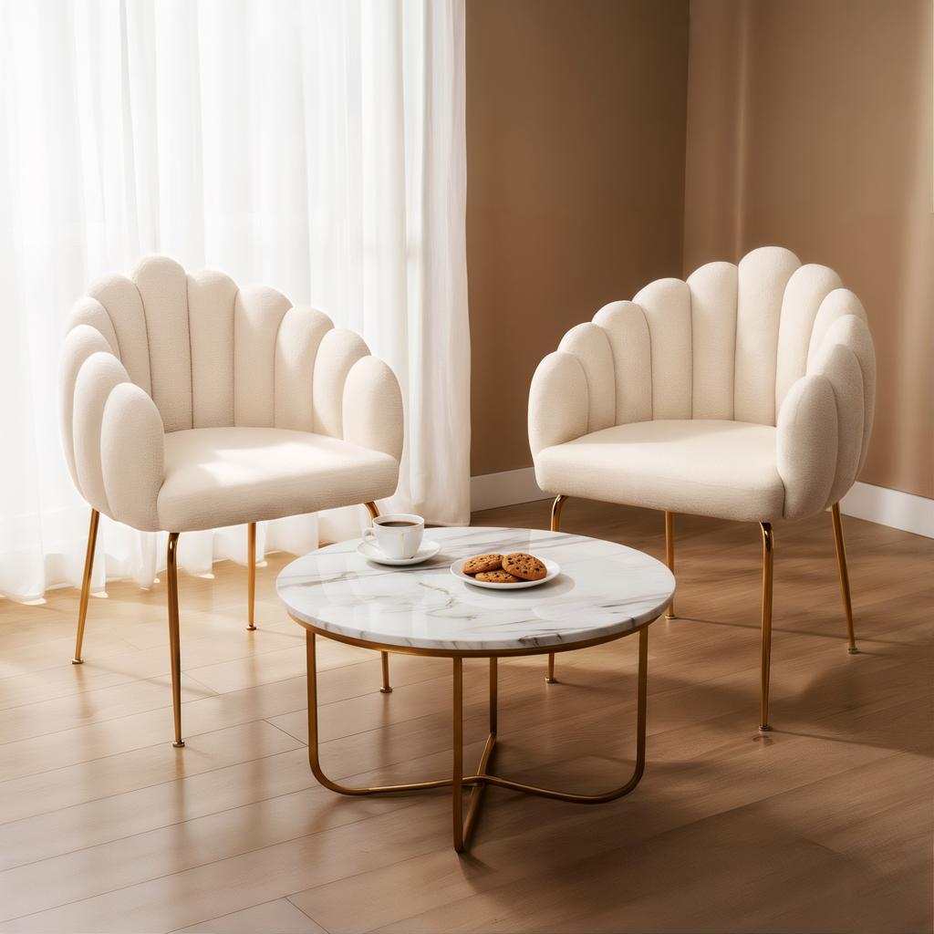 Fogia Upholstered Chair Elegant Glamour Lamb Boucle Teddy Jumihome