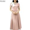 ZANZEA Women Short Sleeve Blouse and Long Skirts Elegant Casual Two Piece Suit Sets
