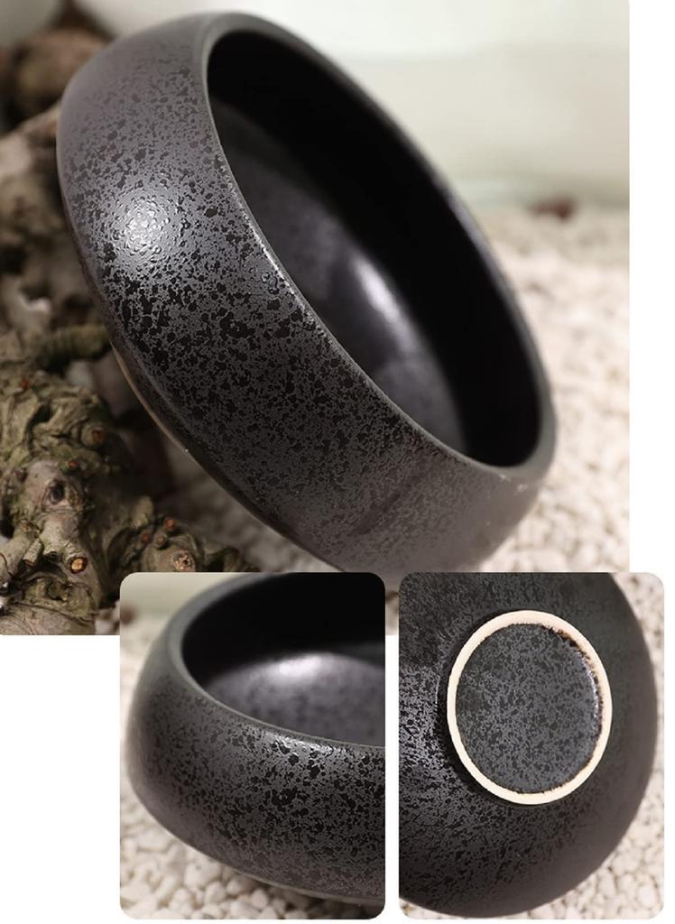 AIVAR Vodní květ Květinová základna pro květinovou vodu Čerstvé květiny Bonsaj Černá keramická květina Japonská oválná květinová váza na čerstvé květiny Mísa, Nádoba,