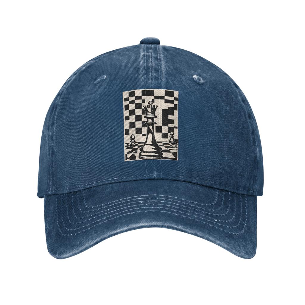 Chess Pieces On Board 1 Washed Denim Cap Casual Baseball Caps Adjustable Hat Summer Unisex Baseball Hats