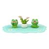3Pcs Frog Figure with Pad Resin Frog Car Ornament Mini Green Plant Bonsai Pot Home Office Decor Car Interior Accessory