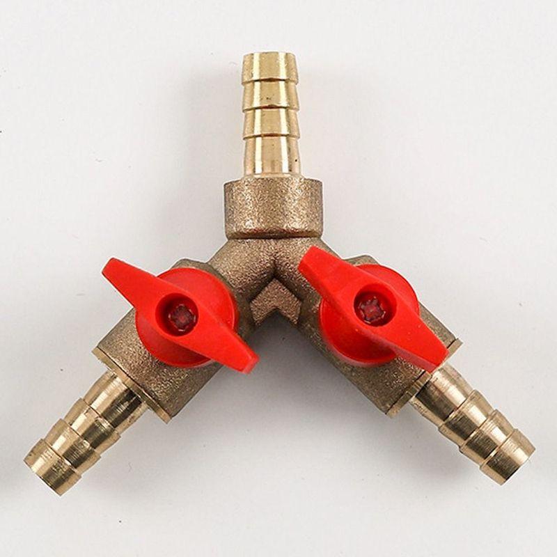 8mm 10mm 12mm Hose Barb Y Type Three 3 Way Brass Shut Off Ball Valve Pipe Fitting Connector Adapter For Fuel Gas Water Oil Air