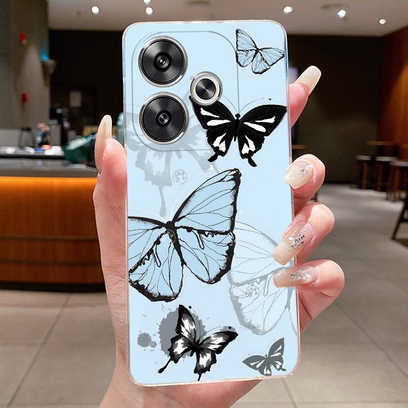For Xiaomi Poco F6 5G Case Clear Luxury Fashion Butterfly Flower Soft Silicone TPU Casing For Redmi Turbo 3 PocoF6 5G Phone Case