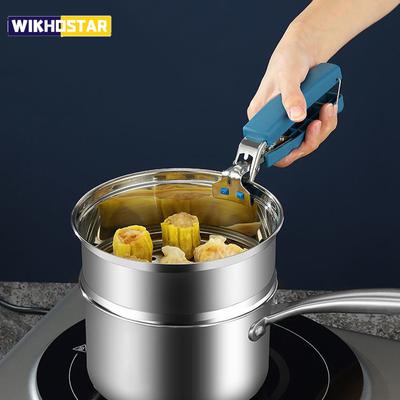 Clip per ciotola antiscottatura in acciaio inox Morsetto per stoviglie antiscivolo Morsetto per piatti caldi Guanti in silicone resistenti al calore Attrezzi da cucina