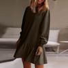 Women's  Long Sleeve Pullover Top Knit Ribbed Knit Patchwork Sweatshirt Dress Casual  Dresses