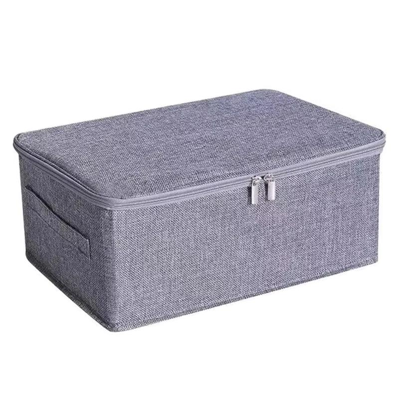 

1 шт. Горячая распродажа Большая вместимость Тканевый ящик для хранения на молнии Складной ящик для организации с тканевым покрытием для книг, одежды, игрушек, мелочей серый