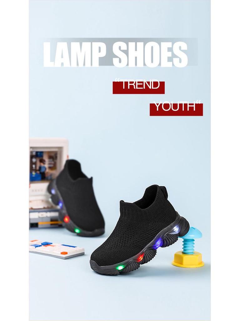 Pantofi Sport Cu Lumini pentru Copii, Tricotați Fly-Knit - Ultra-Ușori, Respirabili, Talpă Moale pentru Copii Mici