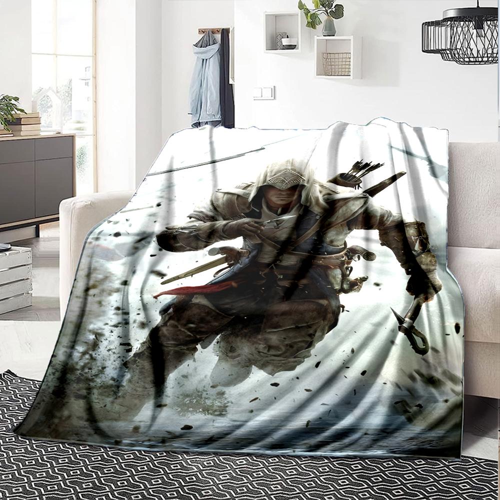 1 Stück Assassin's Creed Decke, Geschenk, für Männer und Frauen, Weiche Decke, Gut für Sofabett Couch Reisen, Leichte Flanelldecke