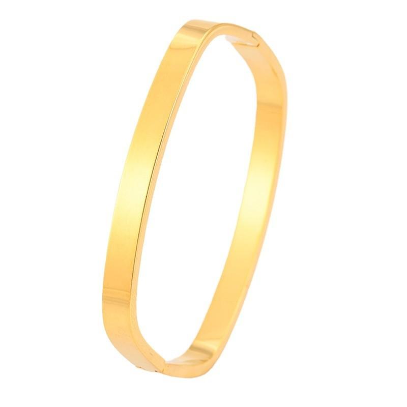 New Personalized Simple Design Titanium Steel Women's Square Smooth Surface Light Luxury Versatile Non-fading Jewelry