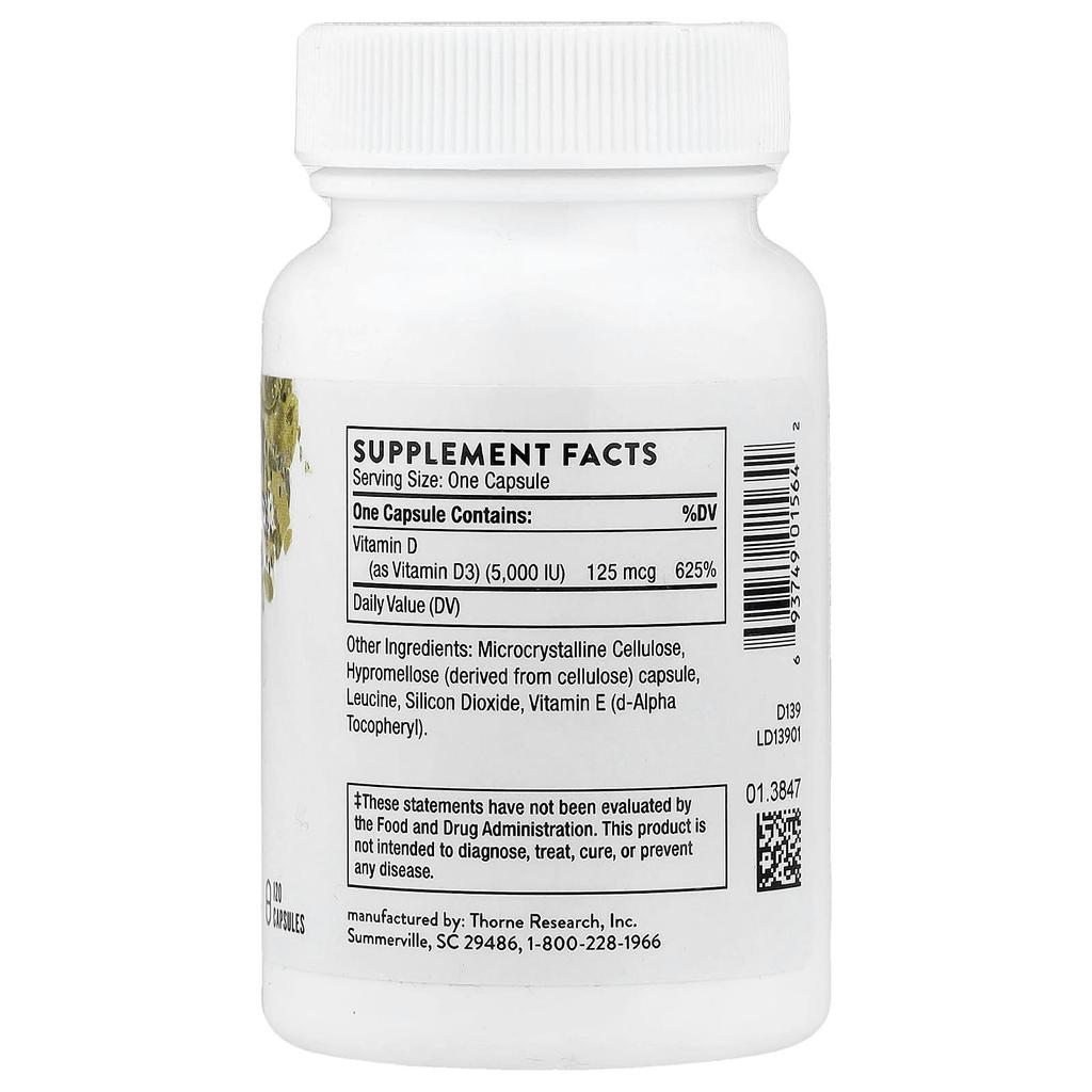 Thorne, D-5.000, 120 capsules (125 mcg per capsule)