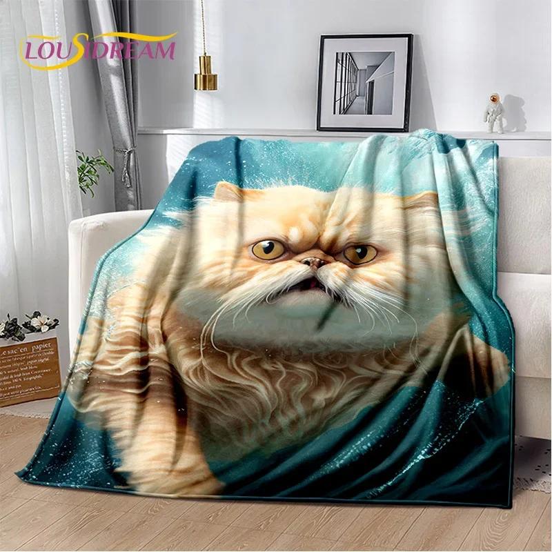 Cartoon Cute Calico Cat,Garfield Cat,Persian Cat,Ragdoll Blanket,Soft Throw Blanket for Home Bedroom Bed Sofa Cover Blanket Kids