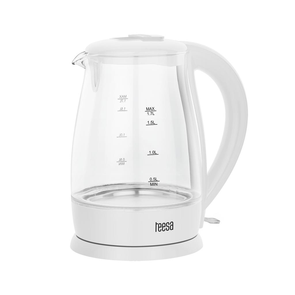 Bollitore elettrico senza fili Teesa, vetro, bianco, 2200W, 1,7L