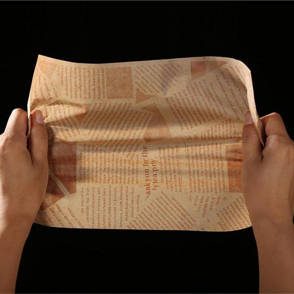 100Pcs Old Newspaper Style Fried Food Paper Food Wrapping Sandwich Packaging Paper  Baking Use