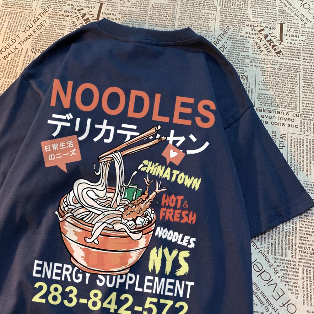 Anime Noodies Illustration Graphic Drawstring T Shirt Mens Loose Oversize New Tee Clothes Summer Cotton Tops Creativity T Shirts
