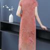 Šaty Nová široká manželka Cheongsam Dámske letné šaty stredného veku Dlhé šaty Qipao