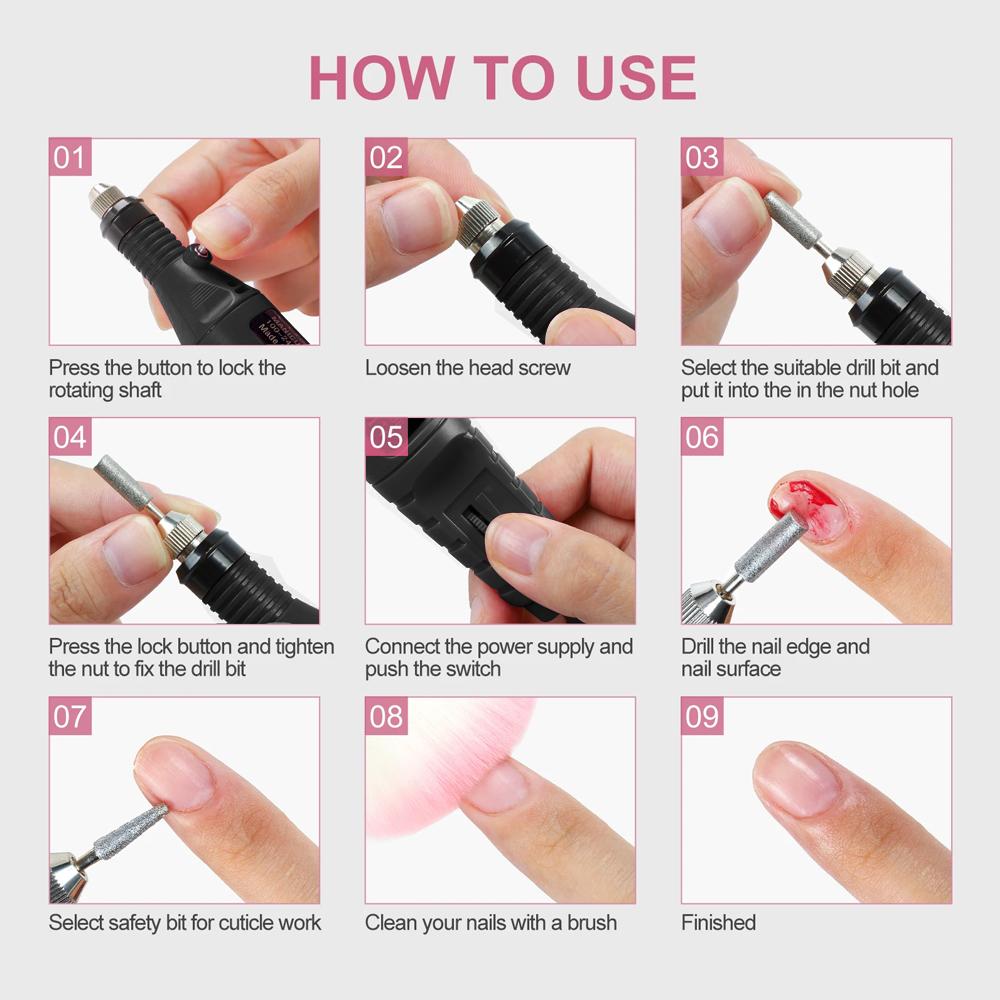 Fashion Electric Nail Sander Professional Nail Art Sanding File Pen Tools Nail Drill Machine Mill For Manicure Driller