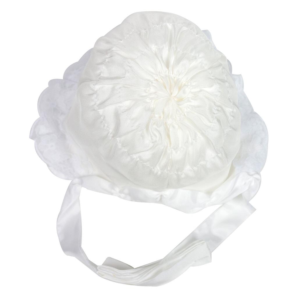 Shrine visit pure hood set for boys and girls [KYOETSU] bib, silk, set, 2-piece (hat, bib) (white)