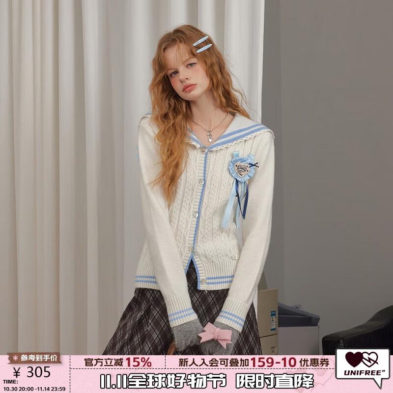 

UNIFREE Women s Textured Navy Collar Cardigan M