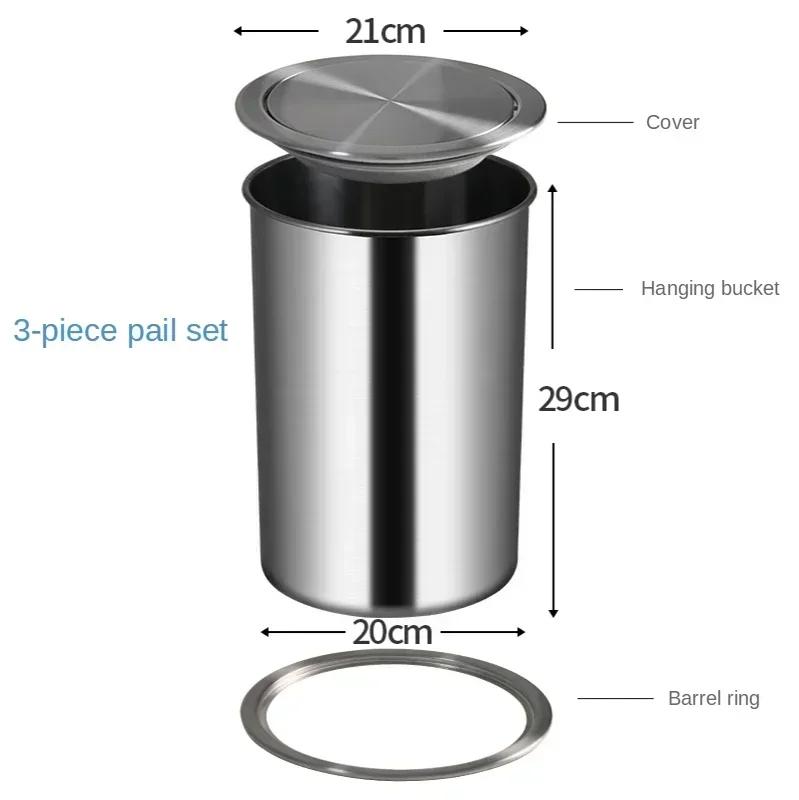 

Stainless Steel Flush Recessed Built-in Balance Swing Flap Lid Cover Trash Bin Garbage Can Kitchen Counter Top