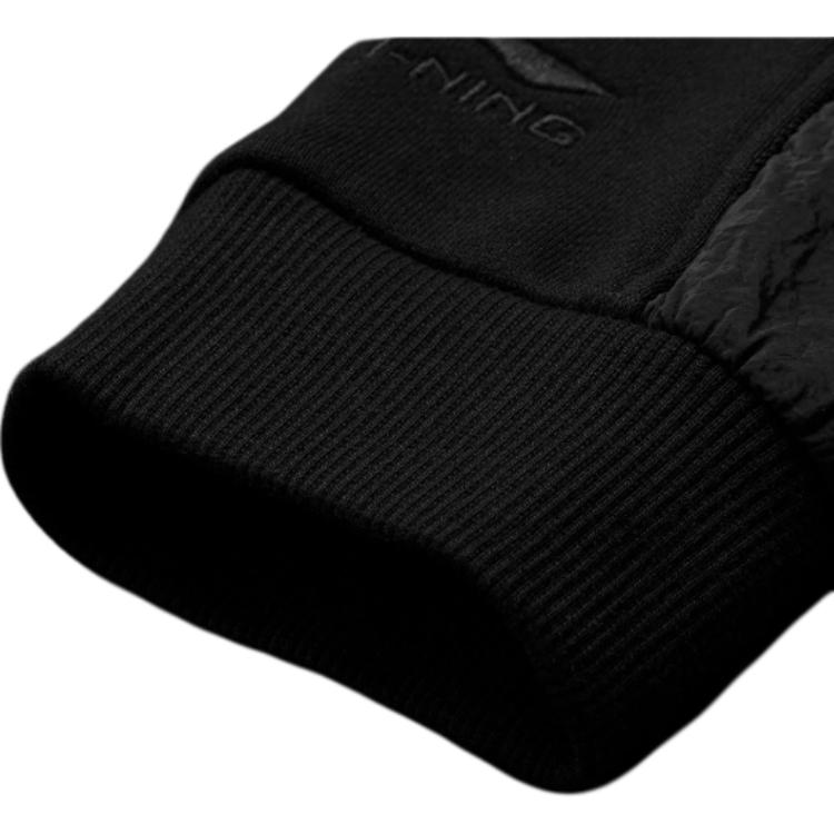 Li Ning Sports Lifestyle Series Color Block Hooded Pullover Sweatshirt Unisex Sweatshirt Black AWDU025-4