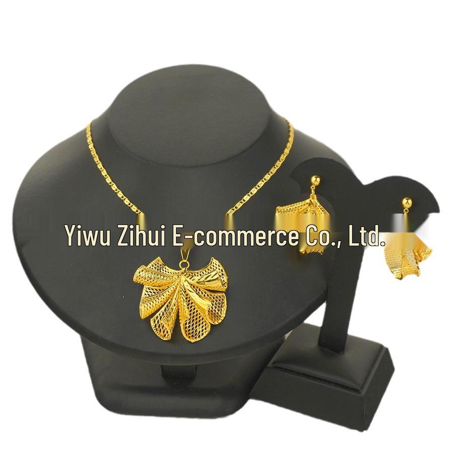 

Gold-Plated Flower Jewelry Set: Necklace & Earrings for Bridal or Party Wear 05 Gold