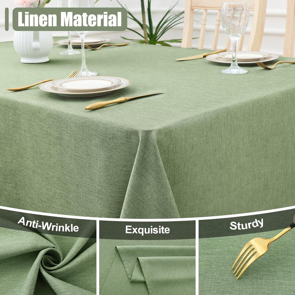 Olanly Waterproof Wipeable Fabric Tablecloth Washable Table Cover For Kitchen Dining Rectangle Tablecloth Faux Linen Table Cloth