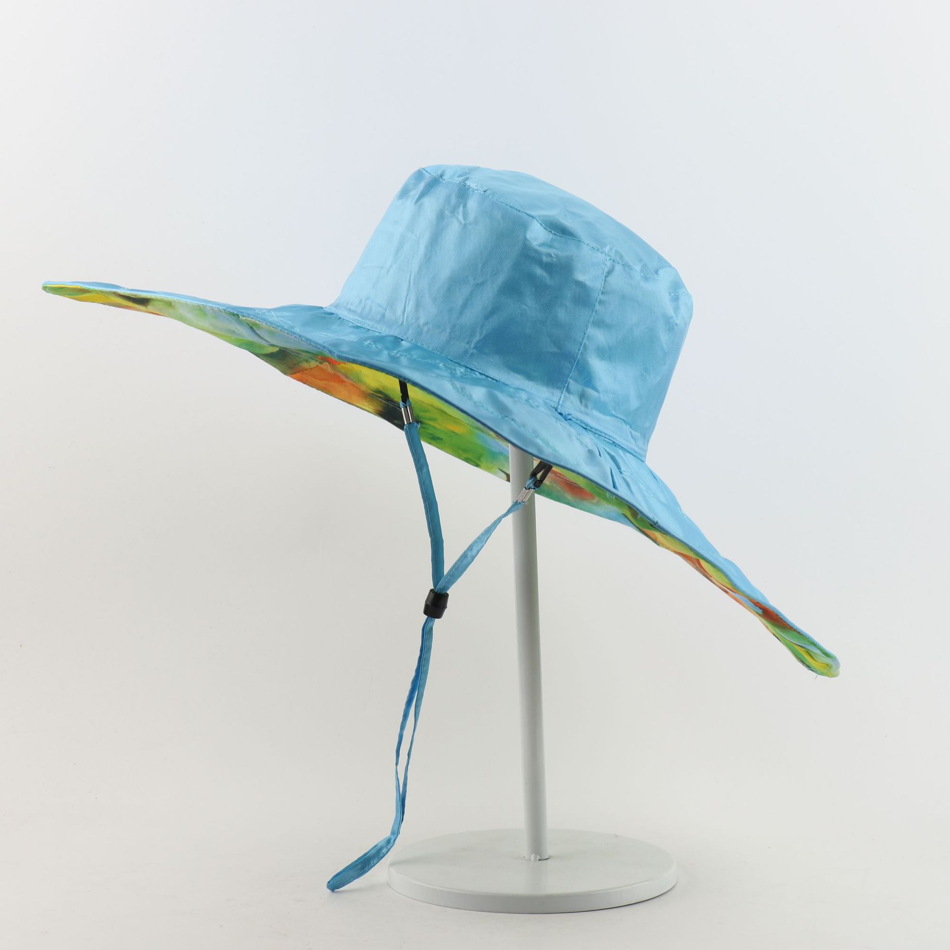 

Летняя ветрозащитная пляжная шляпа от солнца двухсторонняя цветная шляпа от солнца для улицы защита от солнца УФ-защита шляпа со сверхширокими полями небесно-голубой