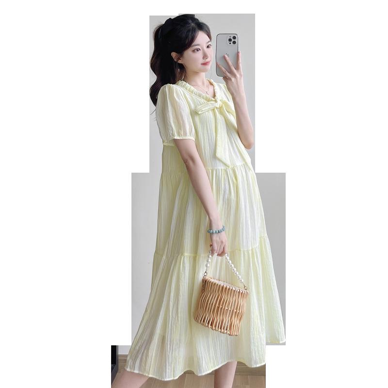 2026 Korean Style Loose Slimming Plus Size Maternity Midi Dress for Summer
