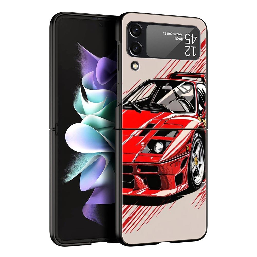 Phone Case for Samsung Galaxy Z Flip 3 4 5 6 Folding Black Shell JDM Tokyo Drift Sports Car For Samsung Z Flip4 Flip5 PC Cover