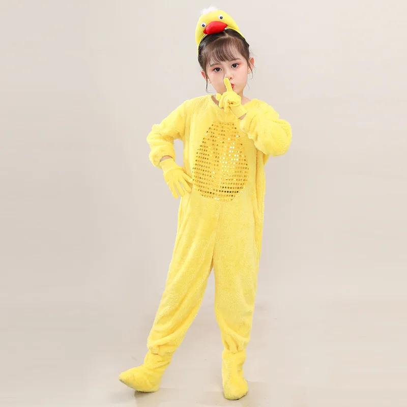 New Children Kids Adult Halloween Duck Chicken Chick Costume Skirt Tutu Yellow Bodysuit Outfit Dance Performance